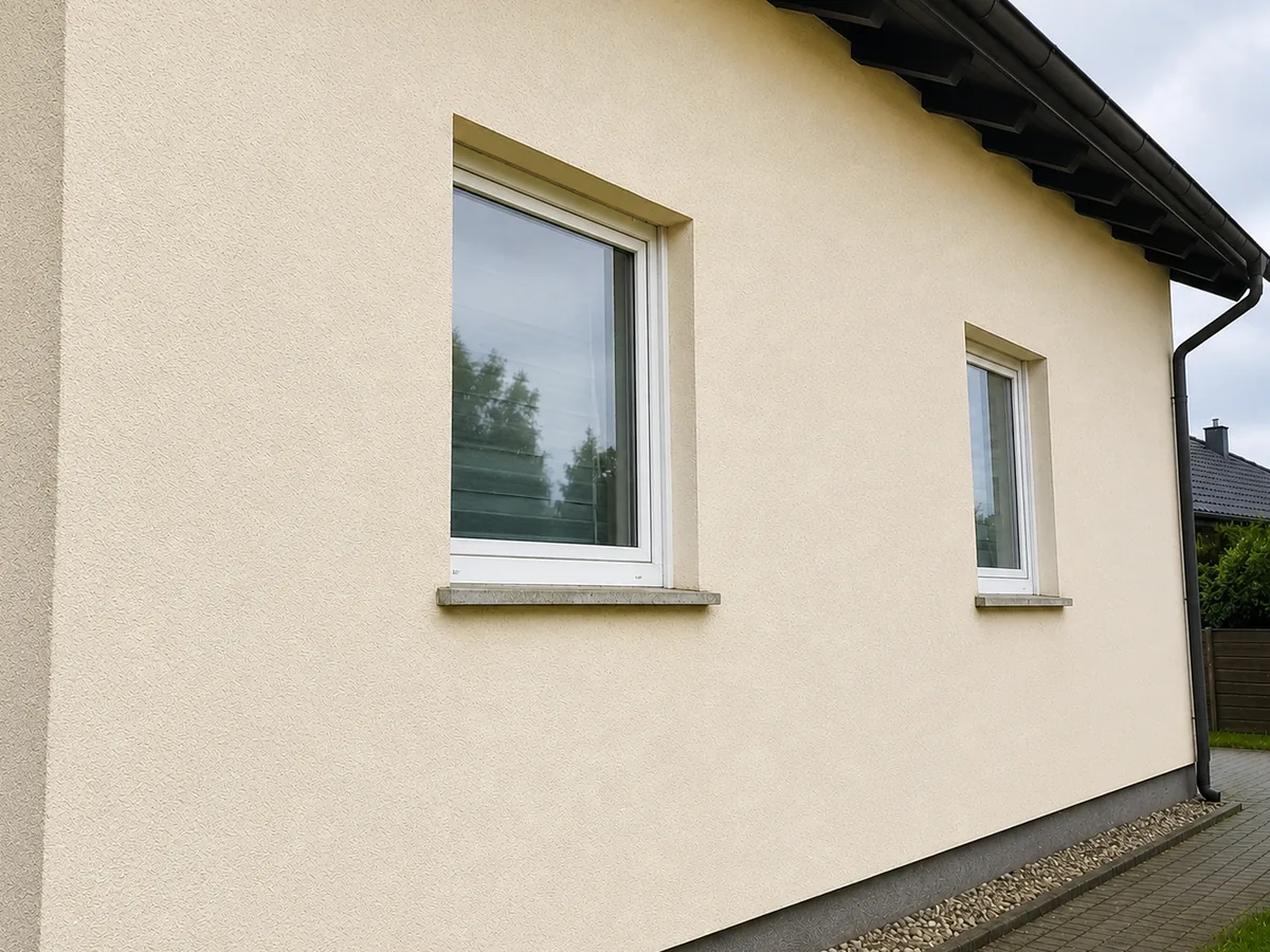 Saubere, helle Fassade nach der Reinigung