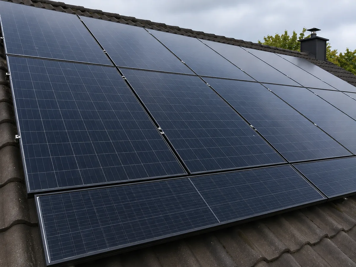 Gereinigte, spiegelnde Solarmodule nach der Reinigung